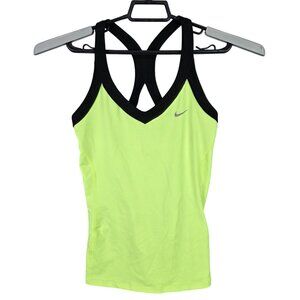 Womens Nike Neon Yellow & Black Dri-Fit Racerback Tank Top Sleeveless Size S